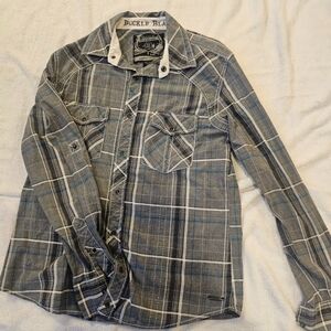 Men's Gray Plaid Shirt